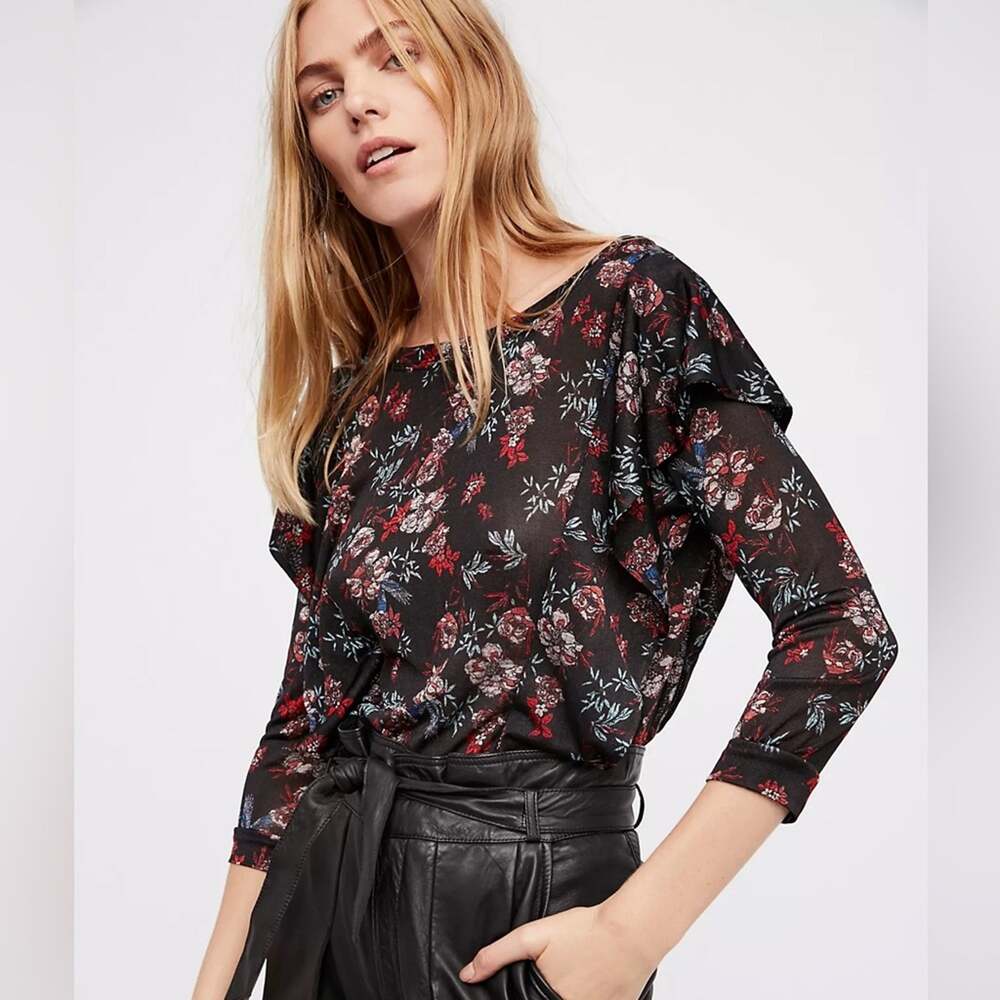 Free People Dock Street Ruffle Floral Top